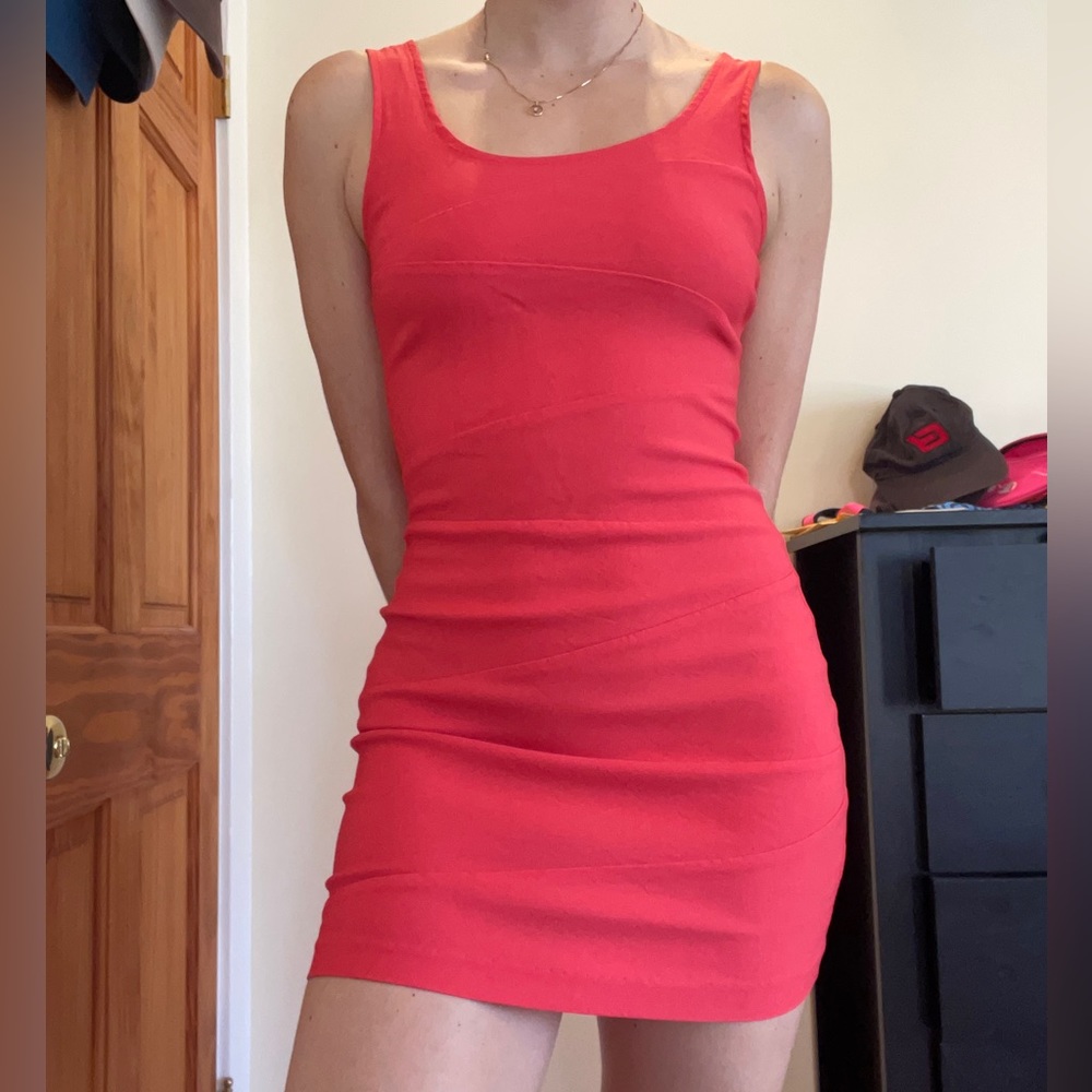 Hot pink/red bodycon mini dress
